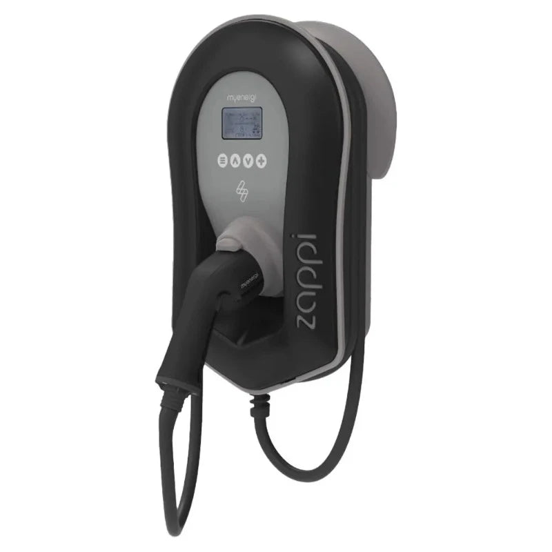 ZAPPI-2H22TB-G 22KW Tethered Black EV Charger with 6.5m cable